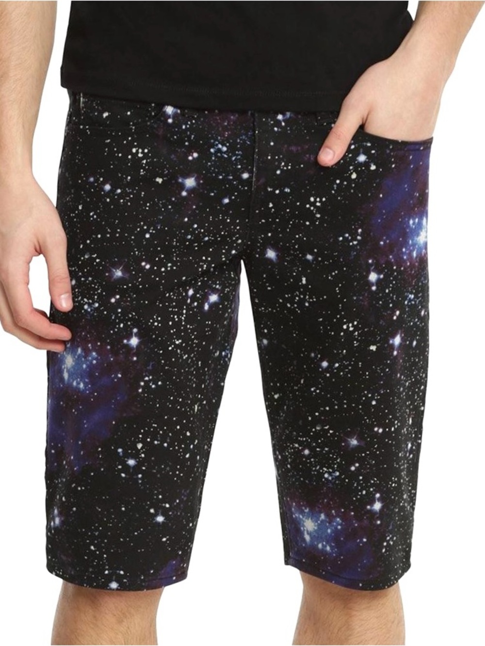 XXX RUDE Galaxy Print Skinny Shorts Hot Topic Denim Mens Adult Size 36 (V-2)